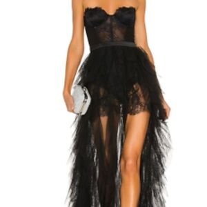 For Love & Lemons X REVOLVE Black Bustier Lace Strapless Gown Small
